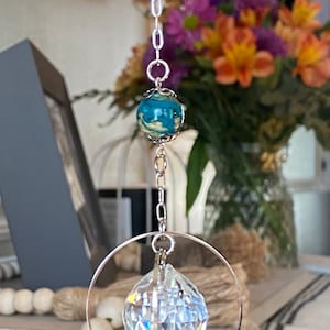 Suncatcher, Memorial Suncatcher, Dried Flower Suncatcher,  Dried Funeral Flower Bead, Sympathy Gift, Crystal Rainbow Maker